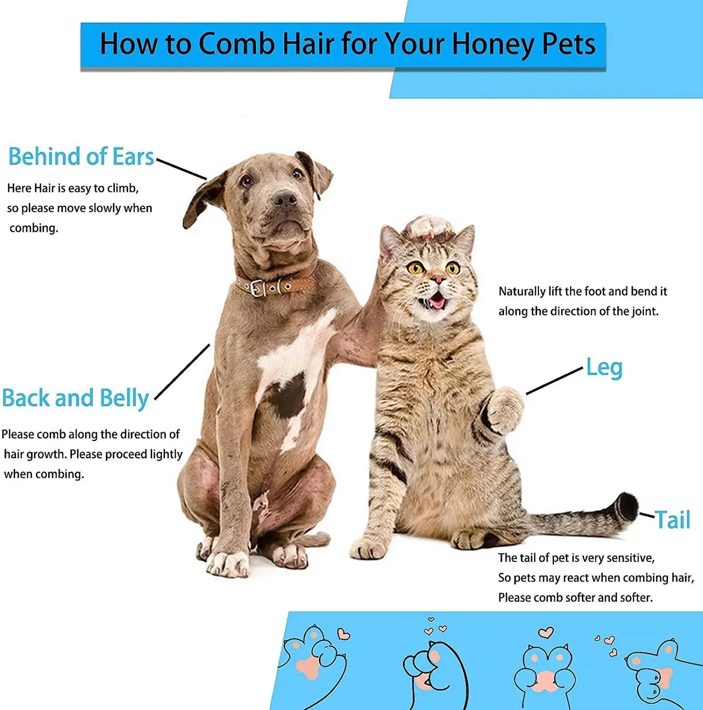 Pet Hair Grooming Brush – Long Hair Remover for Dogs & Cats
