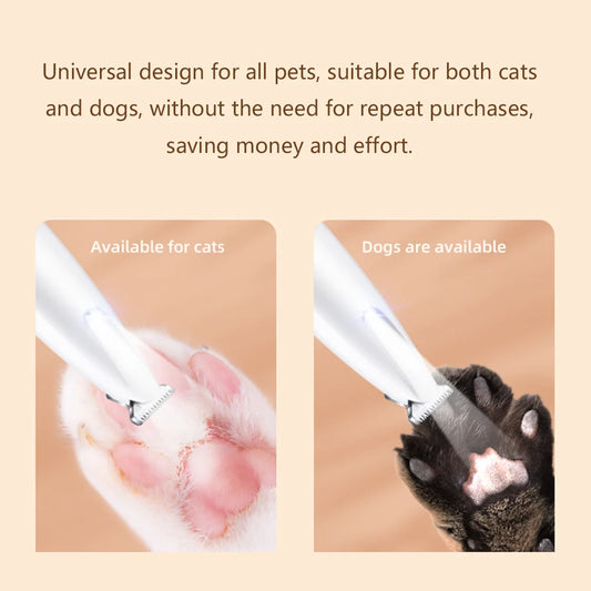 Portable Pet Paw Trimmer with LED Light – Rechargeable Nail Grinder for Dogs & Cats